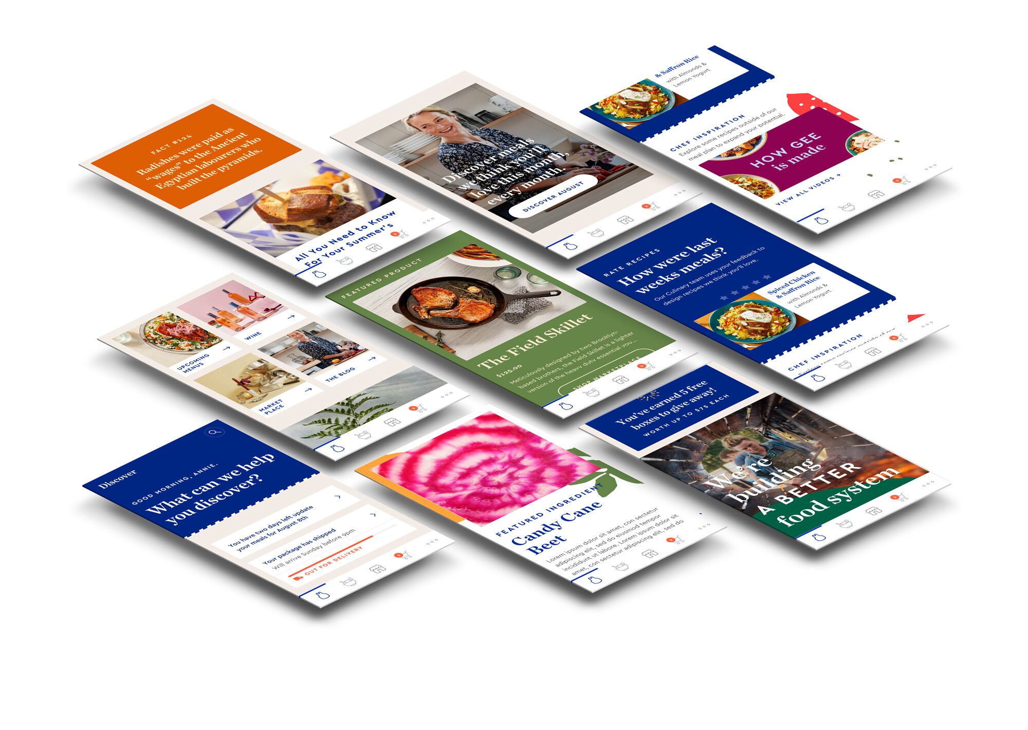 Blue Apron content goals — Discover feed module layouts