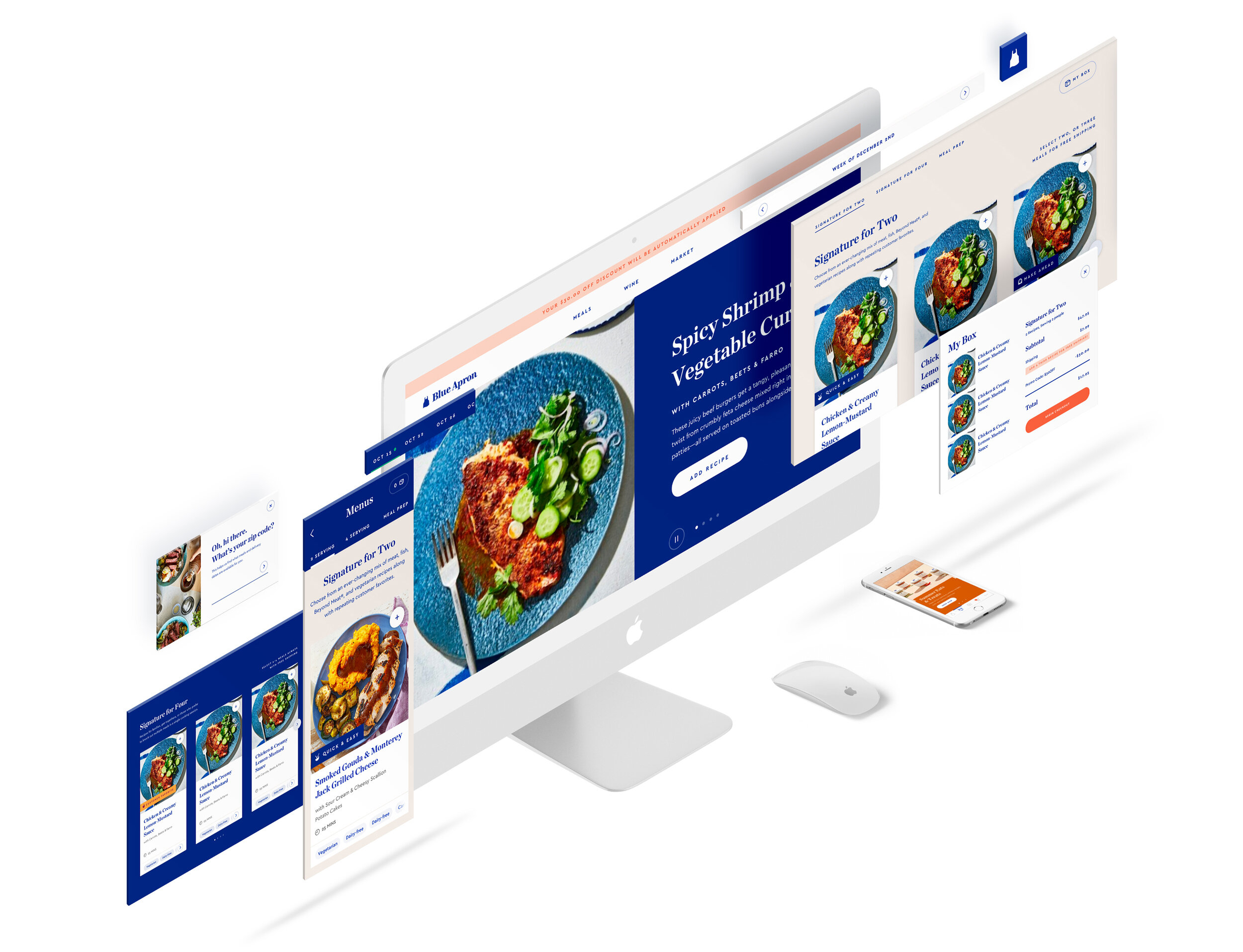 Blue Apron meal selection registration experience mockup