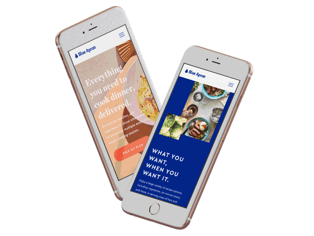 Blue Apron meals page mobile experience