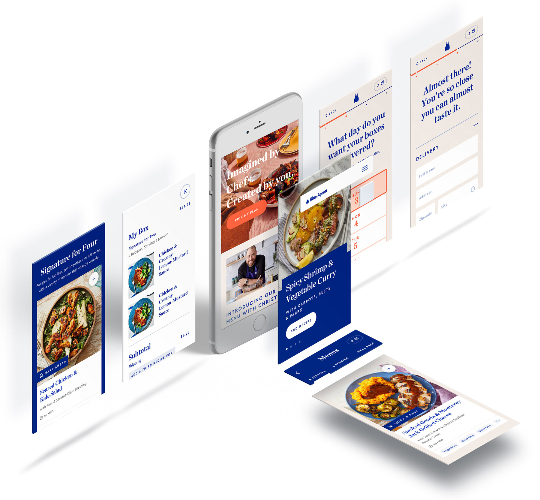 Blue Apron mobile registration flow screens