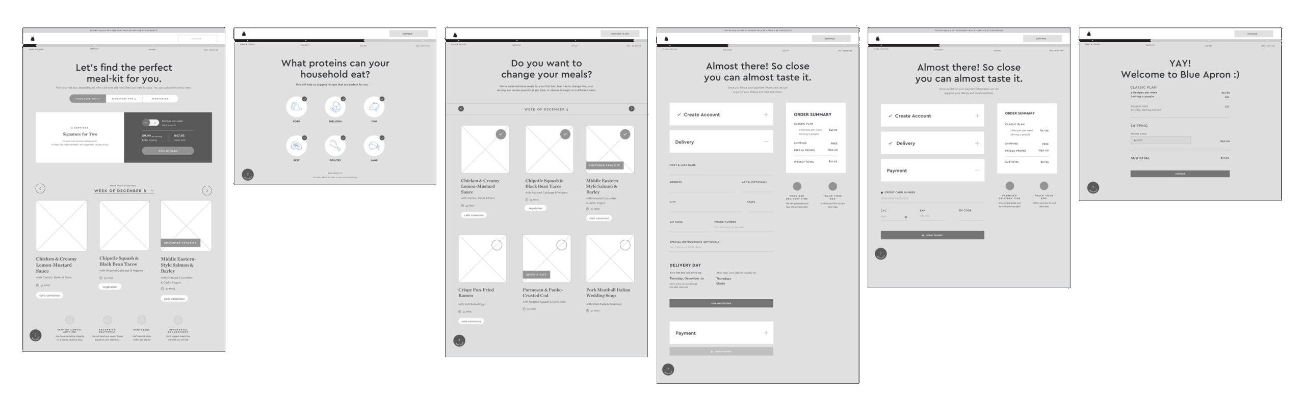 UX concept — Streamline wireframe flow
