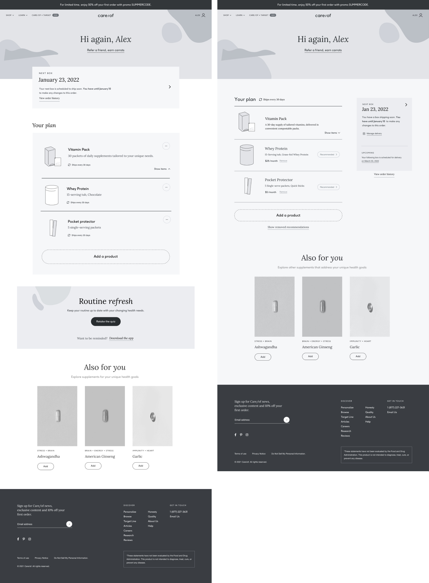 Concept testing — account screen