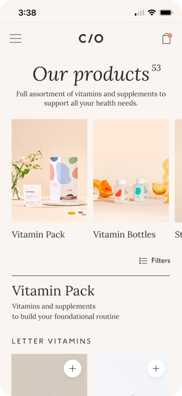 Product catalog — mobile screen 375px 1