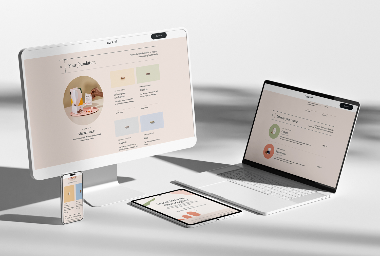 User research — recommendations desktop mockup