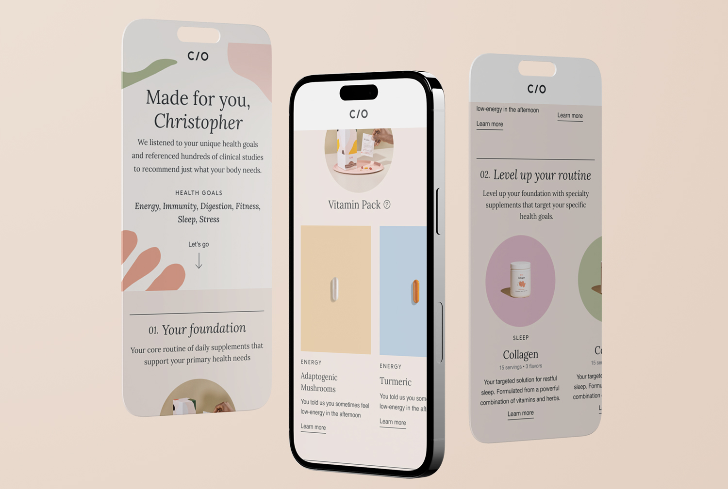 User research — recommendations mobile mockup