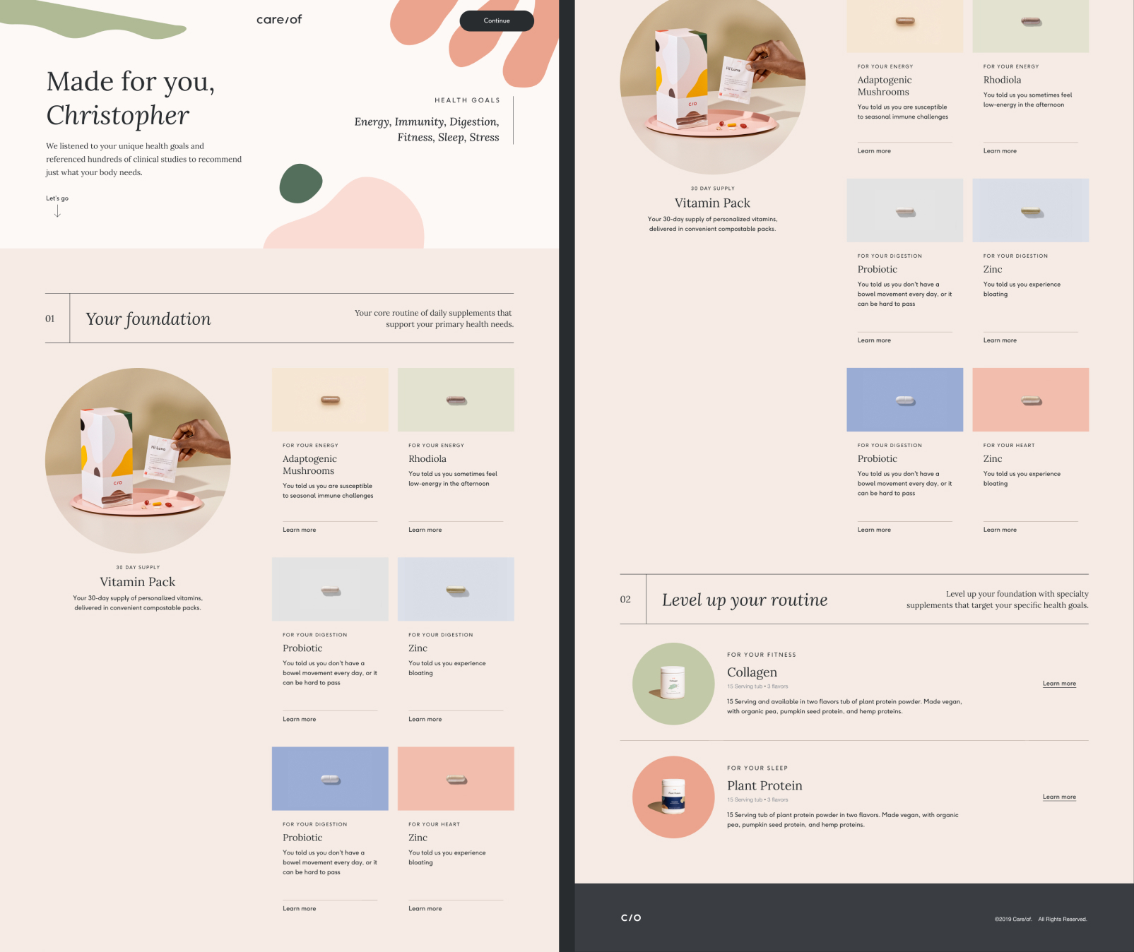 User research — recommendations layout detail