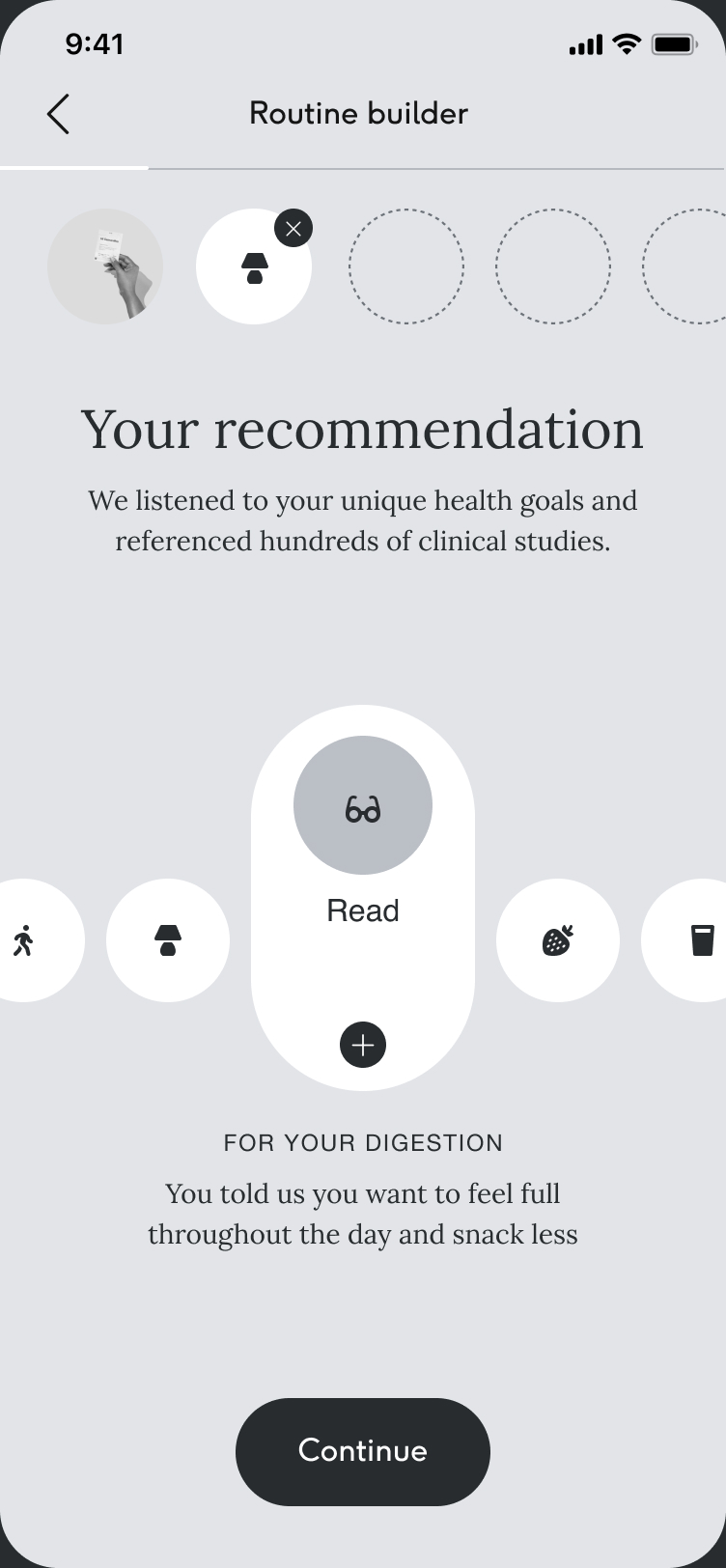 Contextual onboarding — habit selection