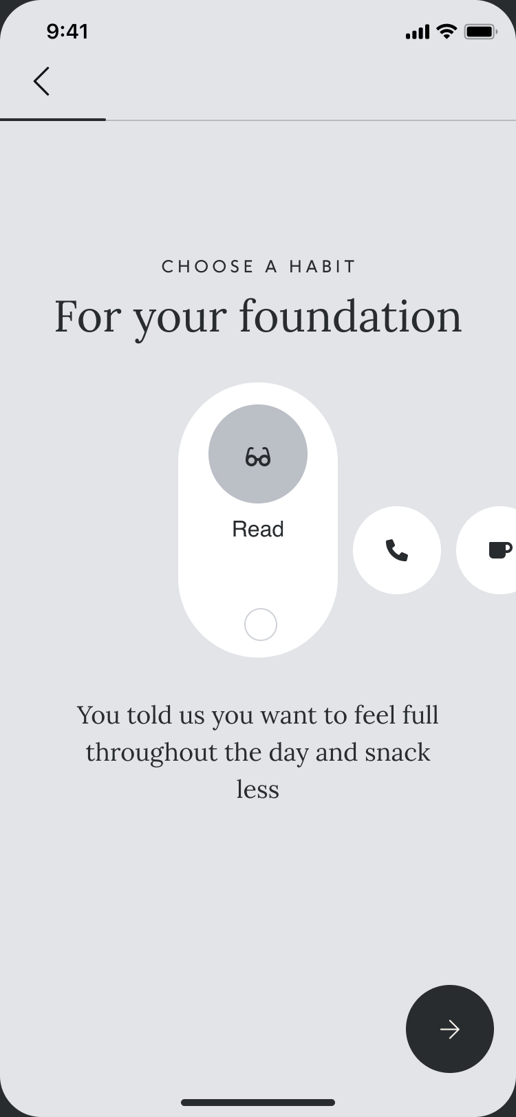 Conversational onboarding — foundational selection