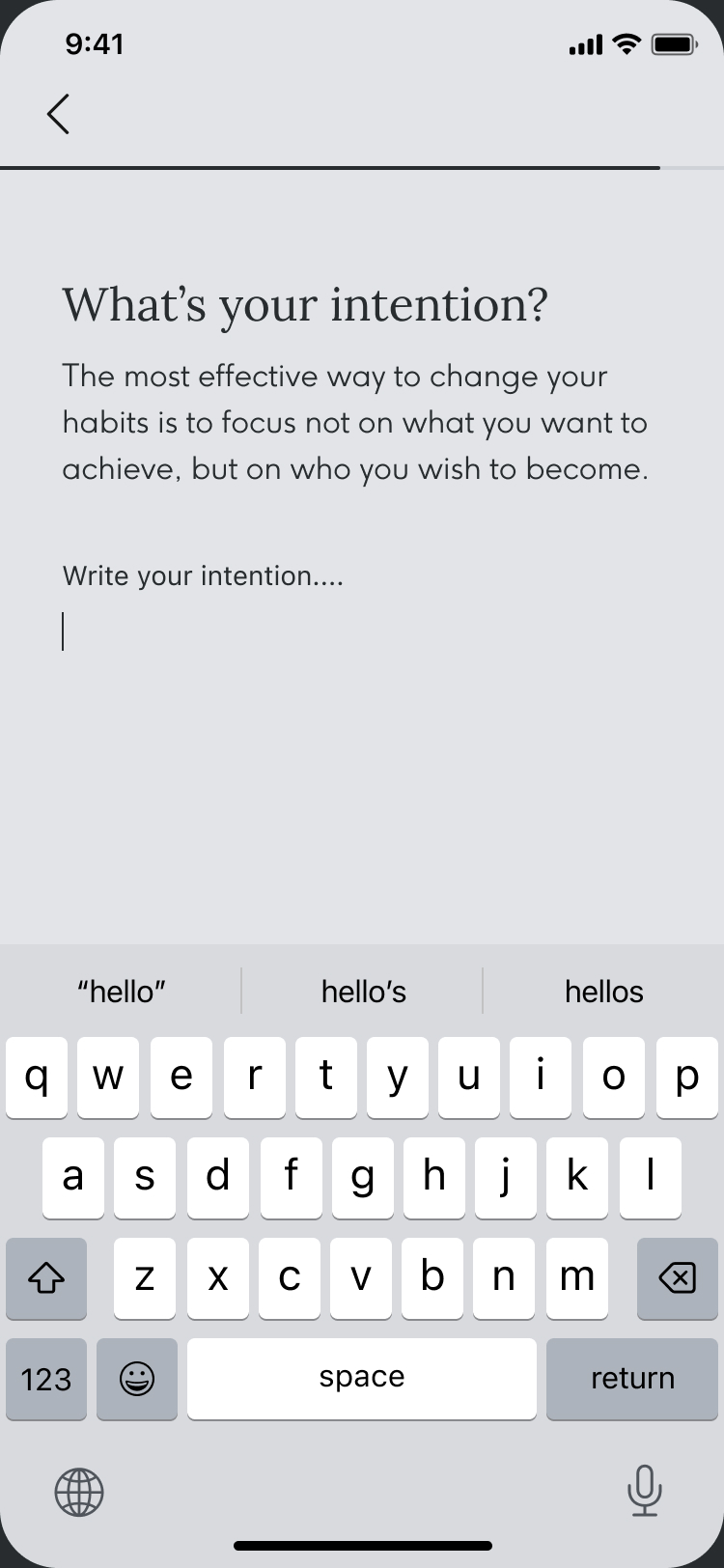 Conversational onboarding — intention journal