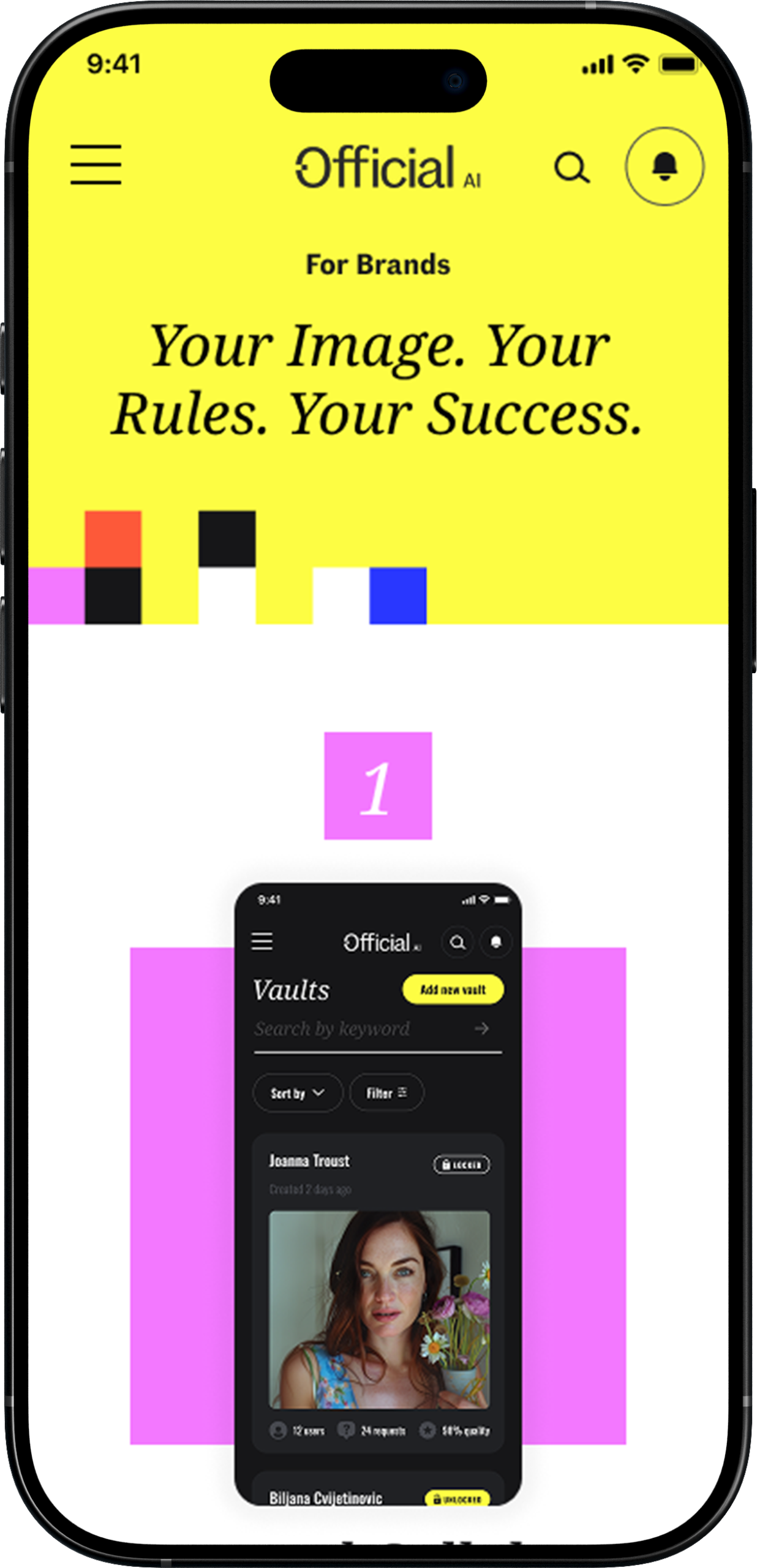 Official marketing site — mobile screen 2