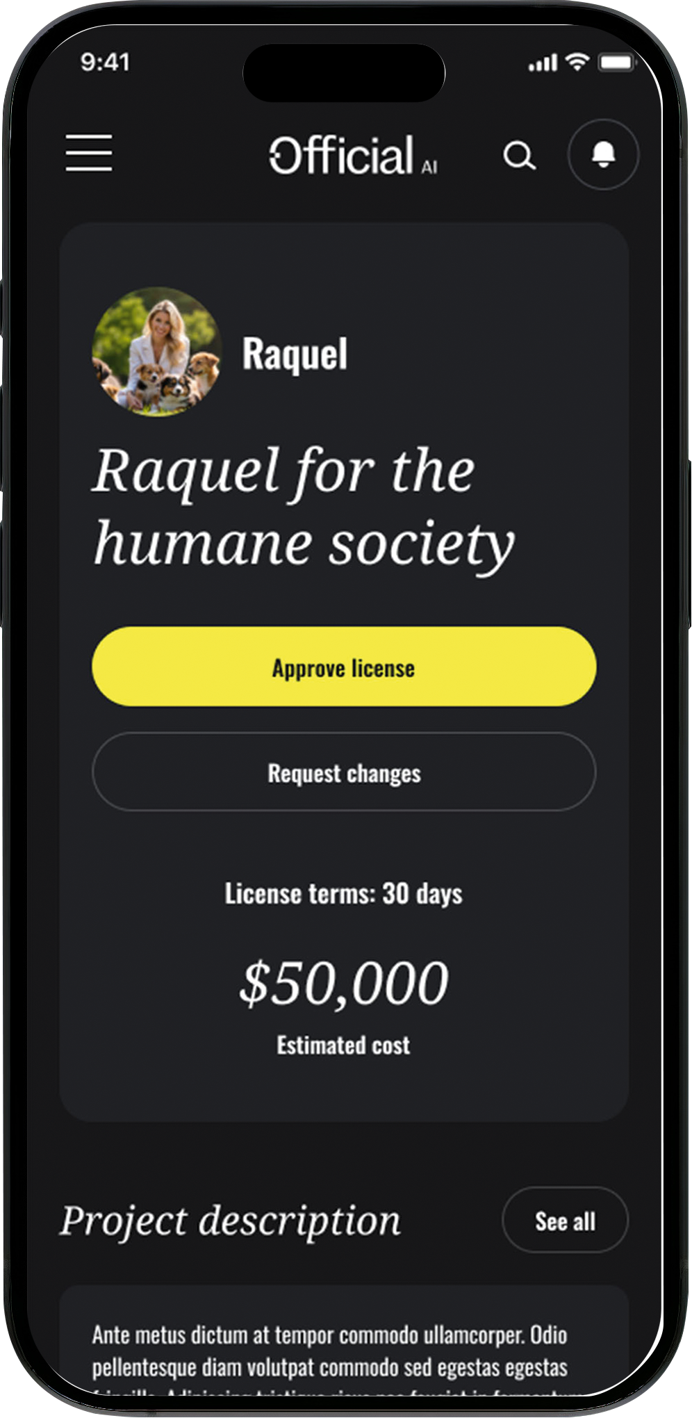 Rights holder projects — asset detail